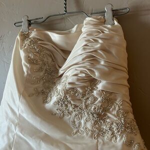 Elegant Cream Satin Dress with Embellishments